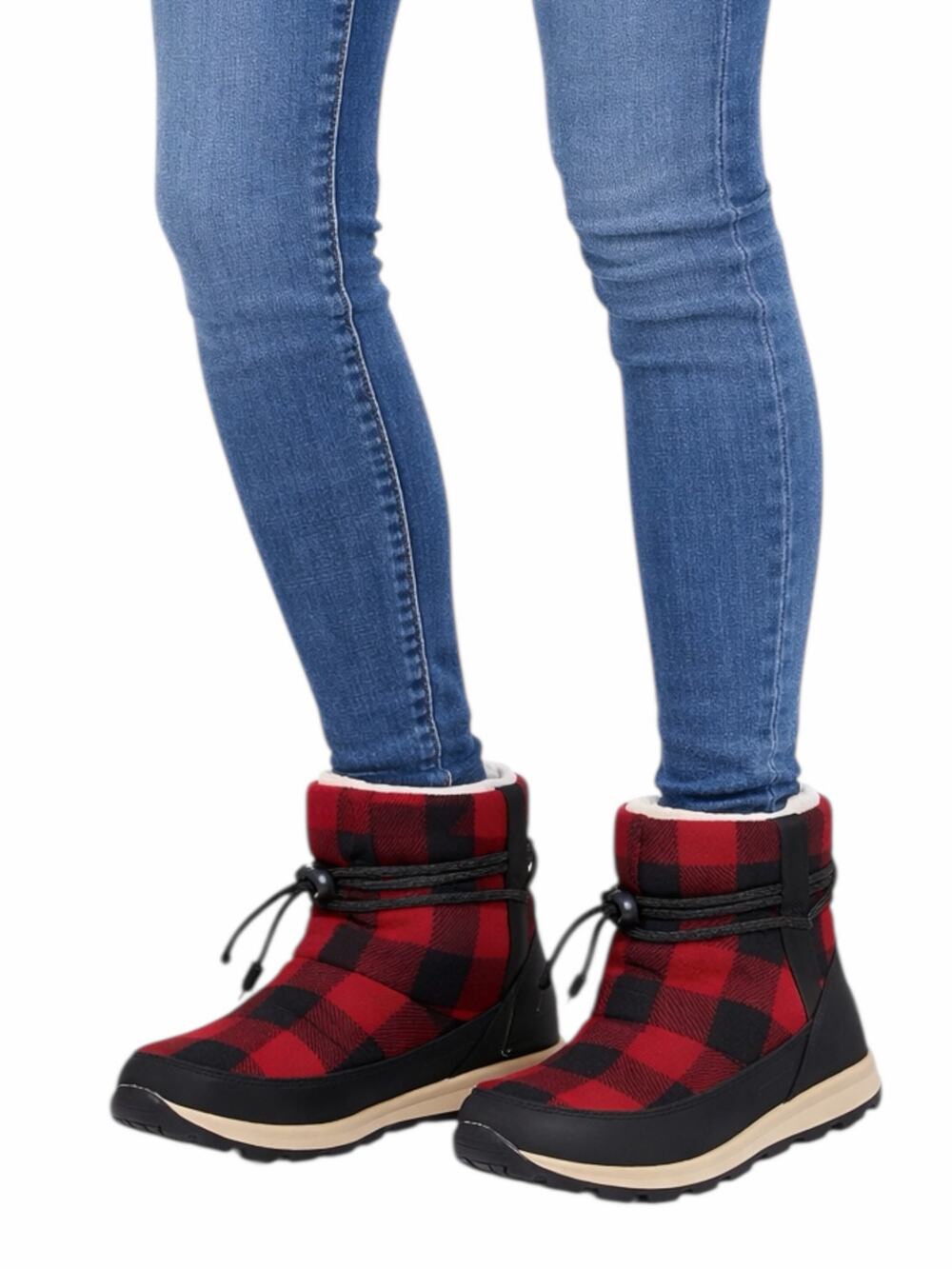 Sorel Whitney Plaid Waterproof Snow Boots Red Dahila Size 6.5